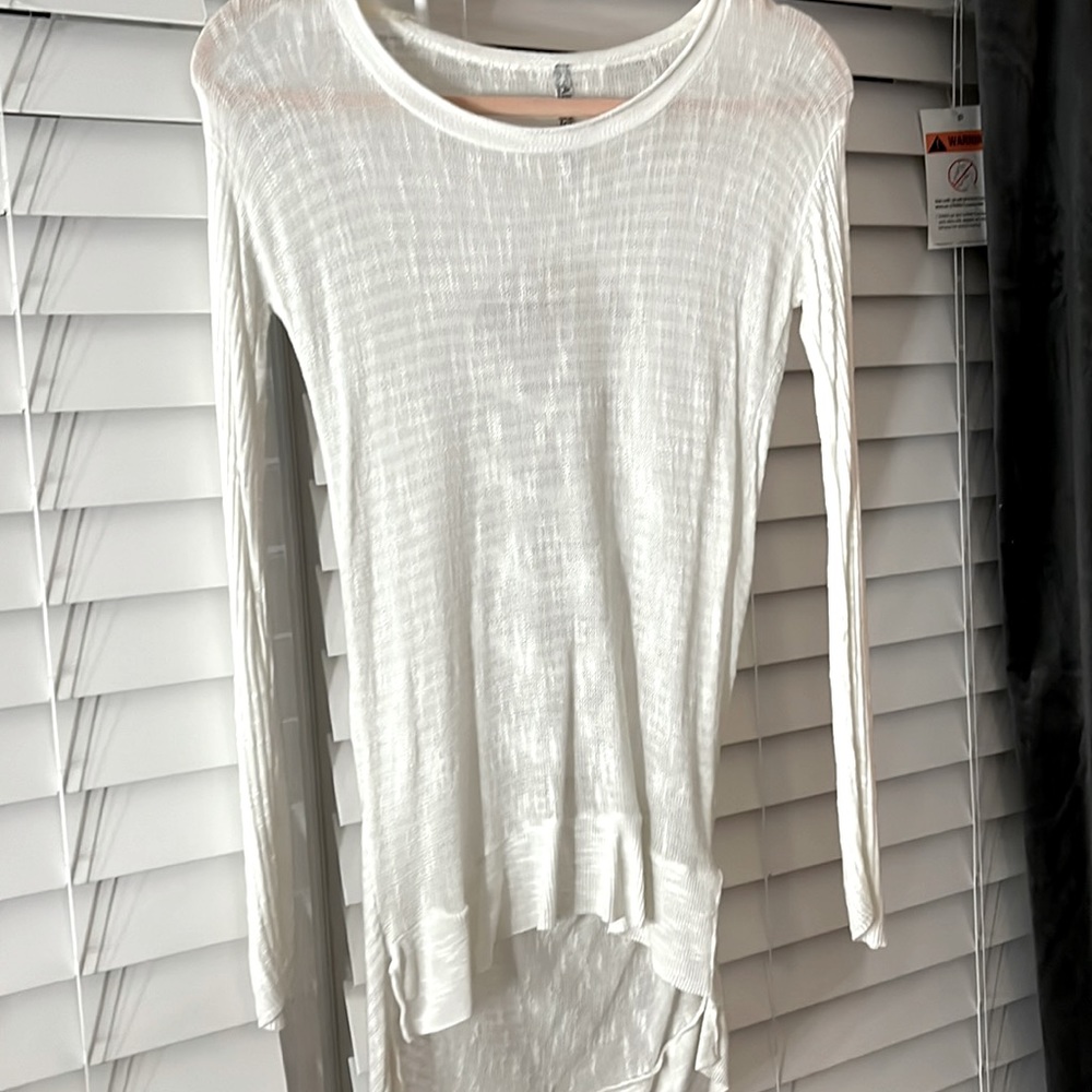 Absolute long sleeve white sweater cutout back